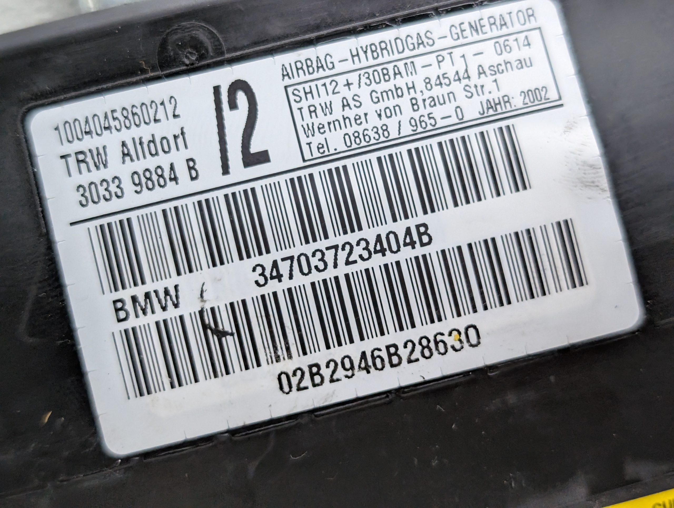 OEM 2004-2006 BMW X5 3.0L Door Air Bag Module - Image 3