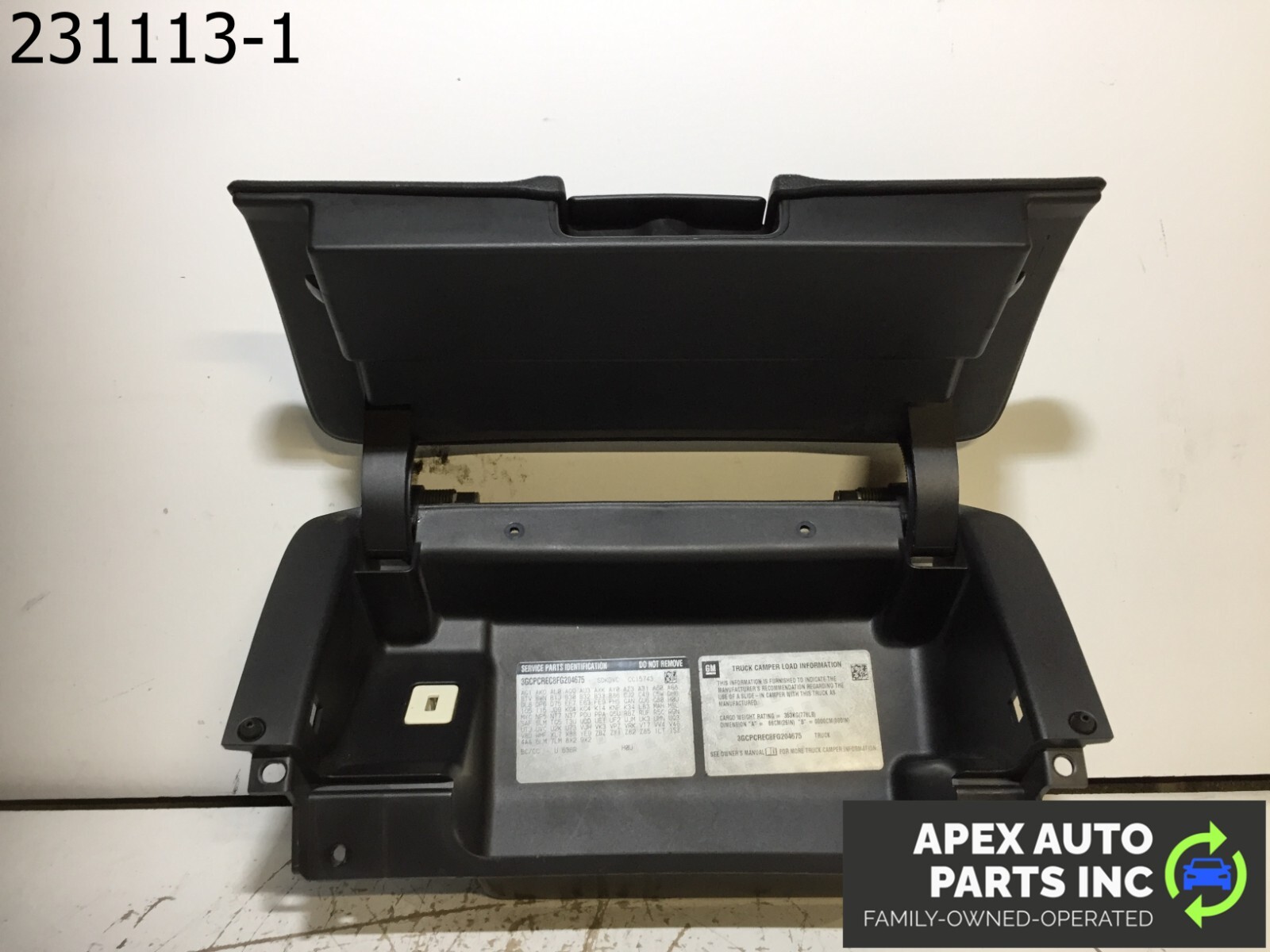 OEM 2015 Chevy Silverado Upper Dash Glove Box Compartment Black - Image 4