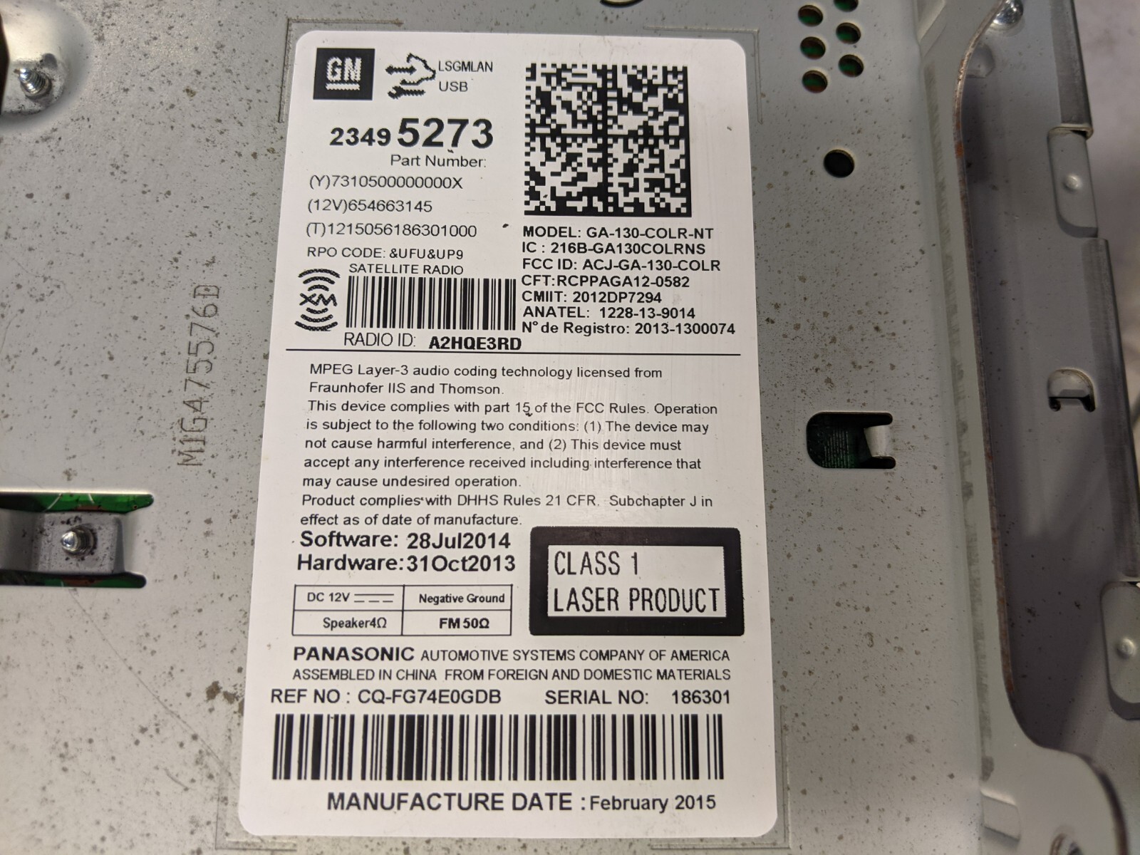 2015 2016 CHEVROLET CRUZE AM/FM RADIO DISC MP3 CD PLAYER RECEIVER 23495273 OEM - Image 6