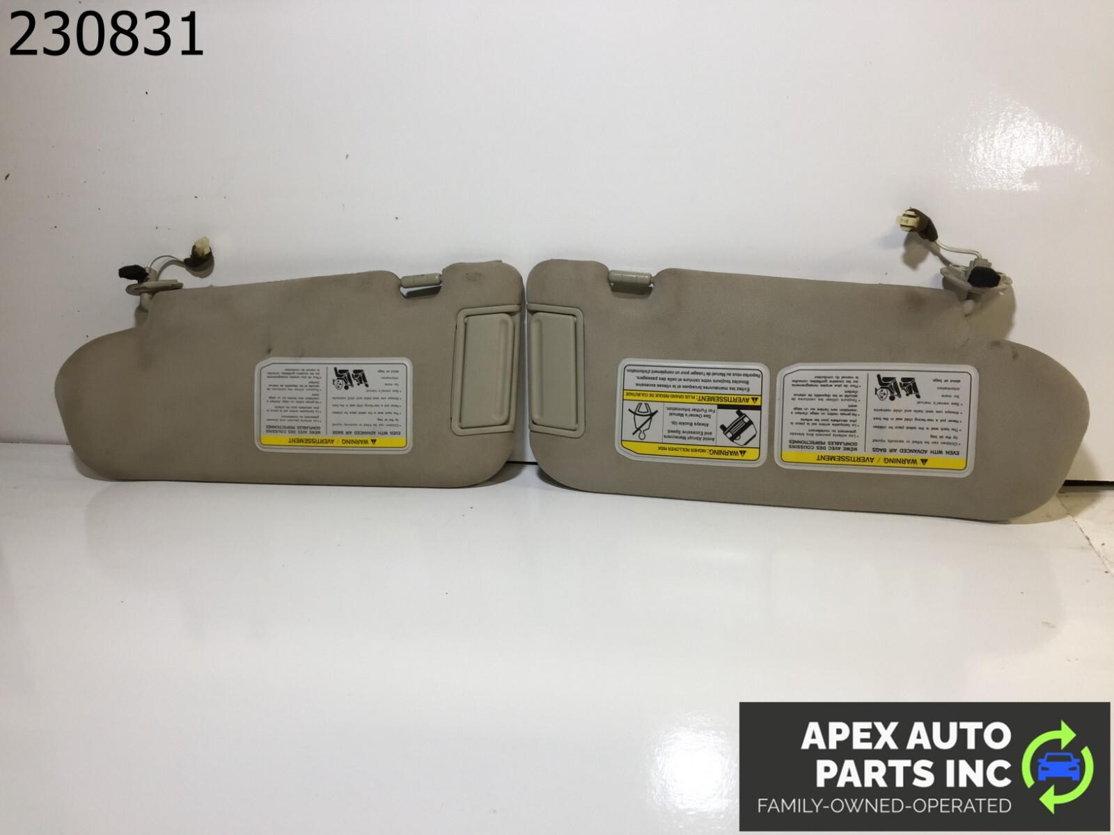 OEM 2003 - 2008 Infiniti FX35 FX45 Sun Visor Shade Beige Pair Set - Image 9