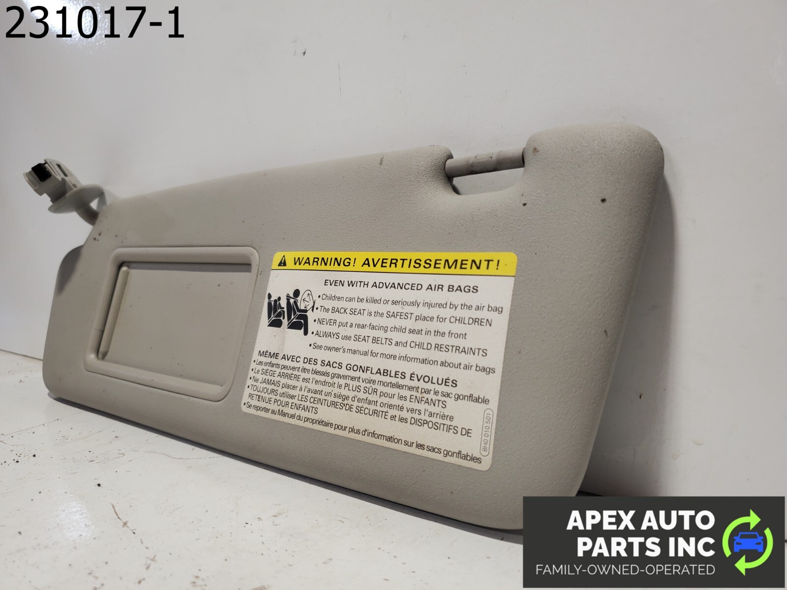 OEM 2008 Audi A4 Left Dual Mirror Concave Sun Visor Grey - Image 3