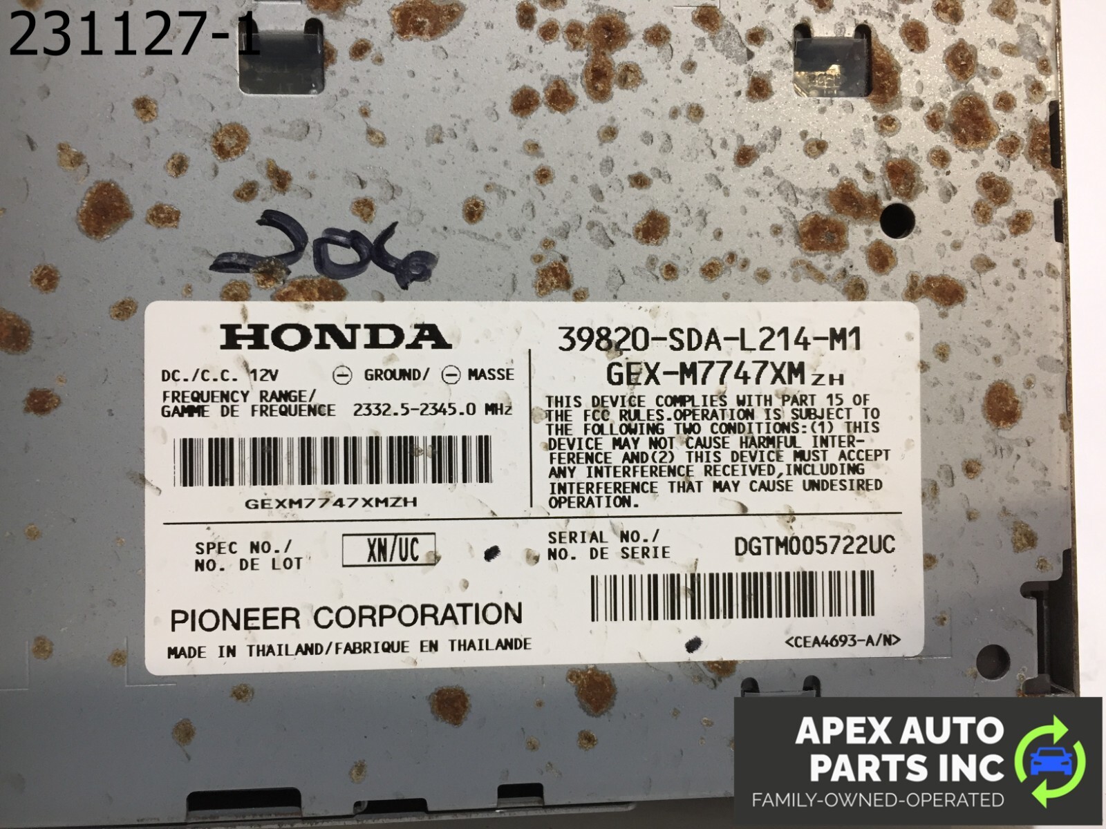 OEM Honda Accord 2005 A/T SATELLITE RADIO RECEIVER MODULE 2003 2005 - Image 10