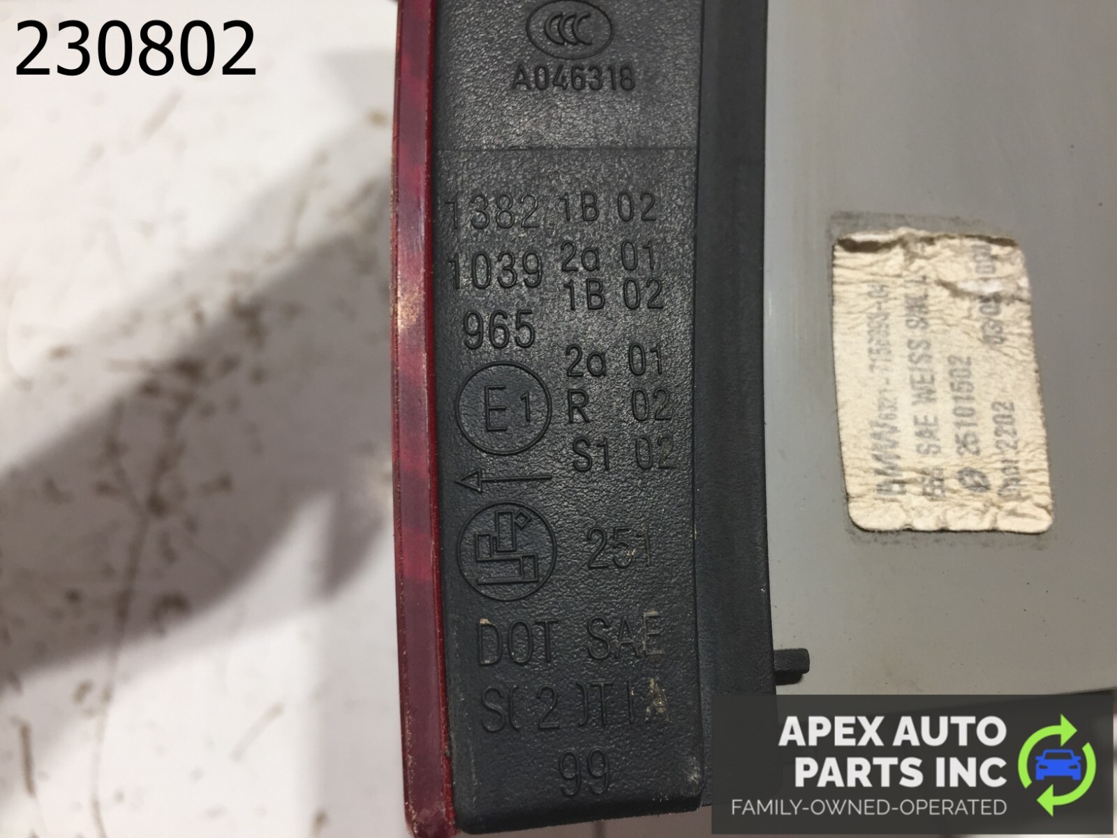 OEM 00-06 BMW X5 E53 Left LH Driver Side Outer Tail Light - Image 8