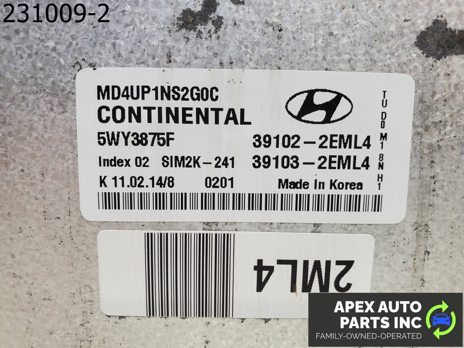 2014 - 2016 Hyundai Elantra 1.8L A/T ECM ECU Engine Control Module | 39102-2EML6 - Image 8