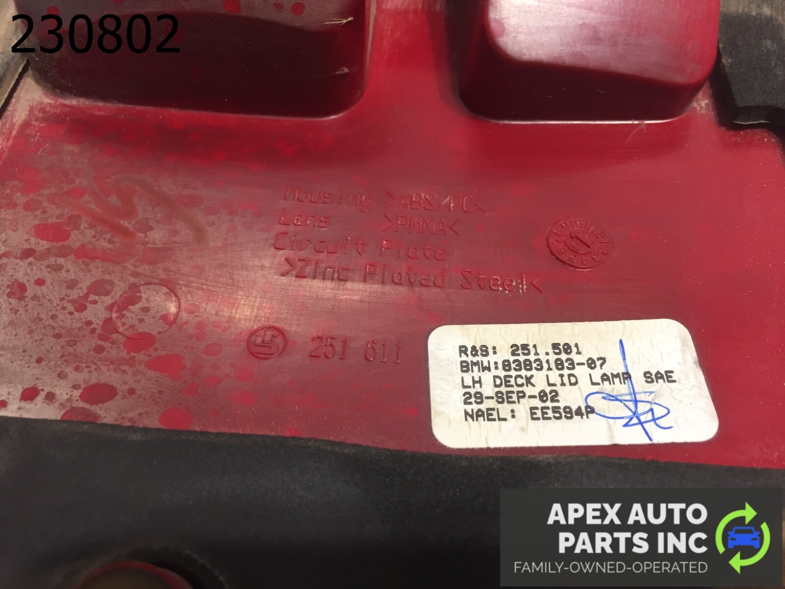 OEM 2000 - 2003 BMW X5 LEFT DRIVER SIDE INNER TAILLIGHT TAIL LIGHT LAMP 8383183 - Image 8