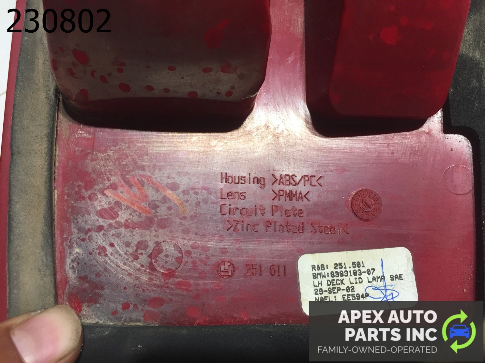 OEM 2000 - 2003 BMW X5 LEFT DRIVER SIDE INNER TAILLIGHT TAIL LIGHT LAMP 8383183 - Image 9