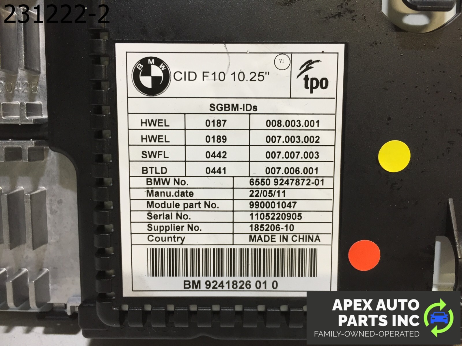OEM 2011 BMW 550i Info-GPS-TV Screen Display Front Dash - Image 8
