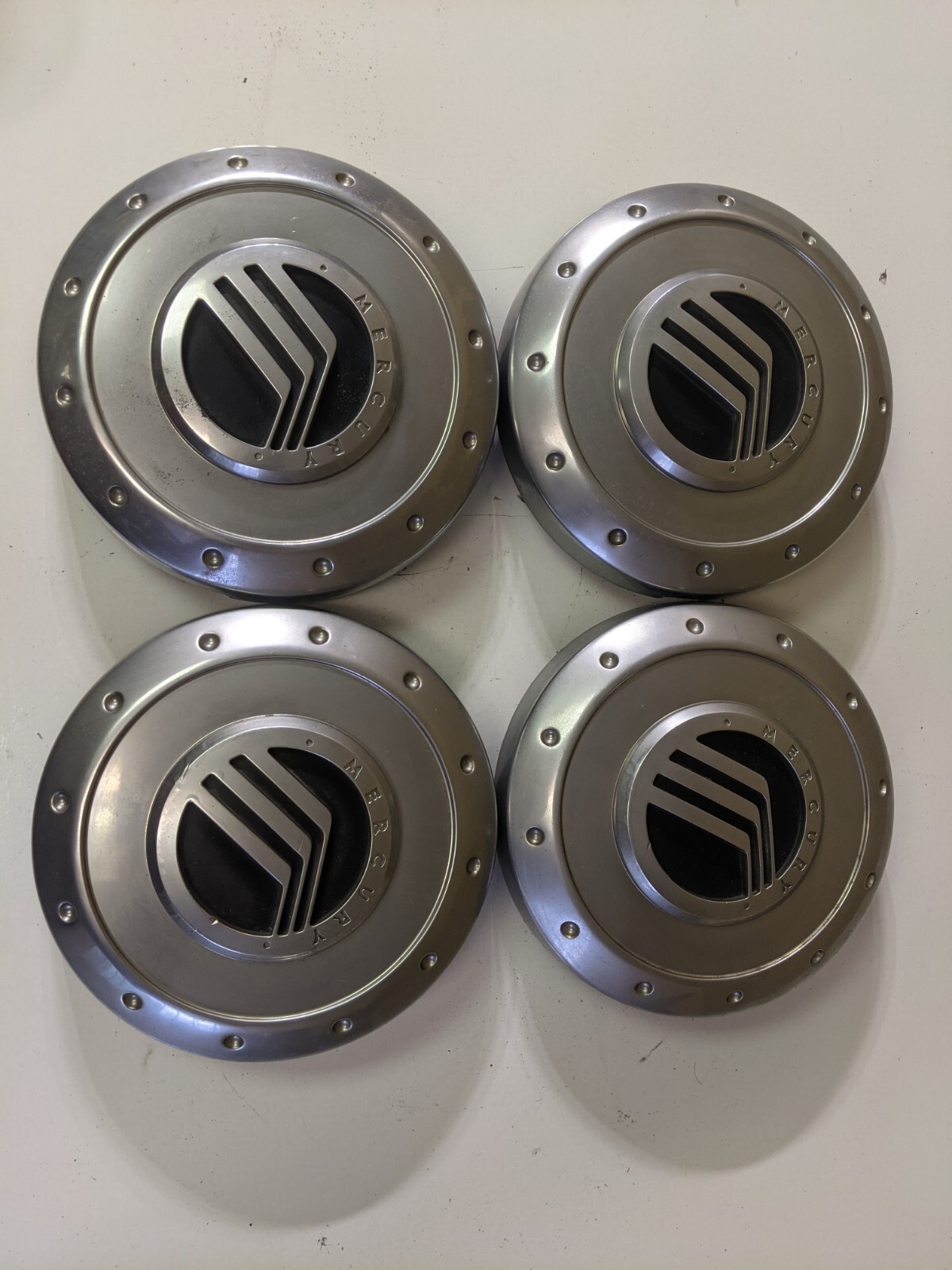 OEM 2002-2005 Mercury Mountaineer # 3456 / 3457 Aluminum Wheel Center Caps SET/4