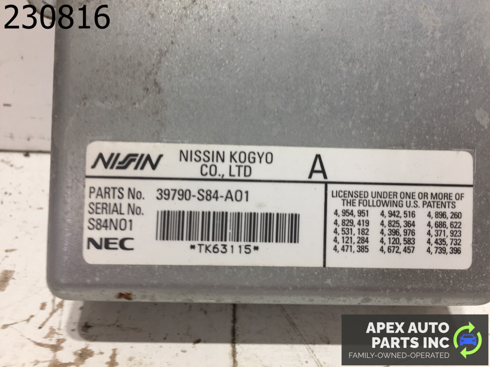 98 99 00 01 02 HONDA ACCORD 2.3L 4CYL ABS CONTROL MODULE 39790-S84-A01 OEM - Image 5