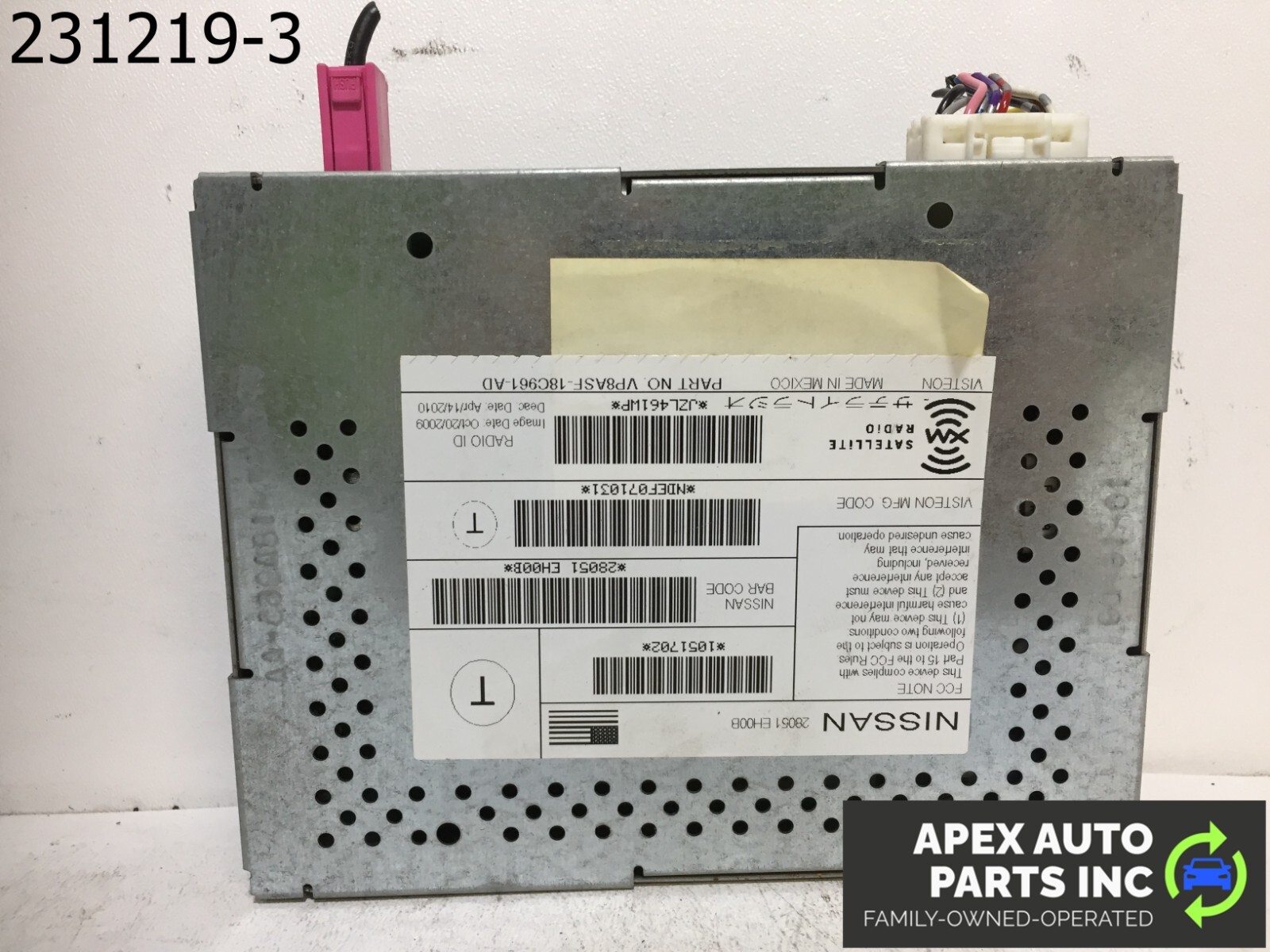 OEM Nissan Maxima 2010 Satellite Radio Receiver Control Module 28051-EH00B N23